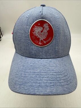 Rural Cloth Light Blue Baseball Cap with Red Rooster Patch